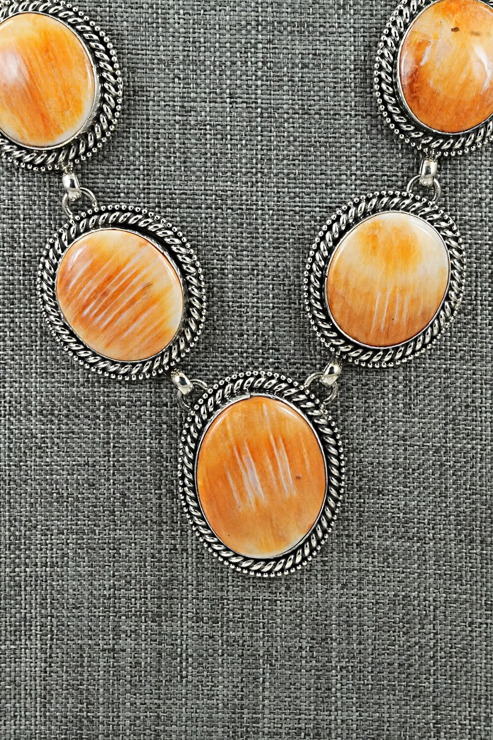 Spiny Oyster & Sterling Silver Necklace Set - Darrin Livingston