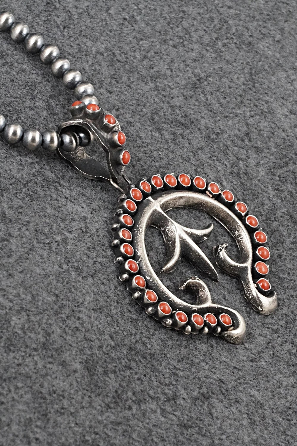 Coral & Sterling Silver Necklace - Shawn Cayatineto