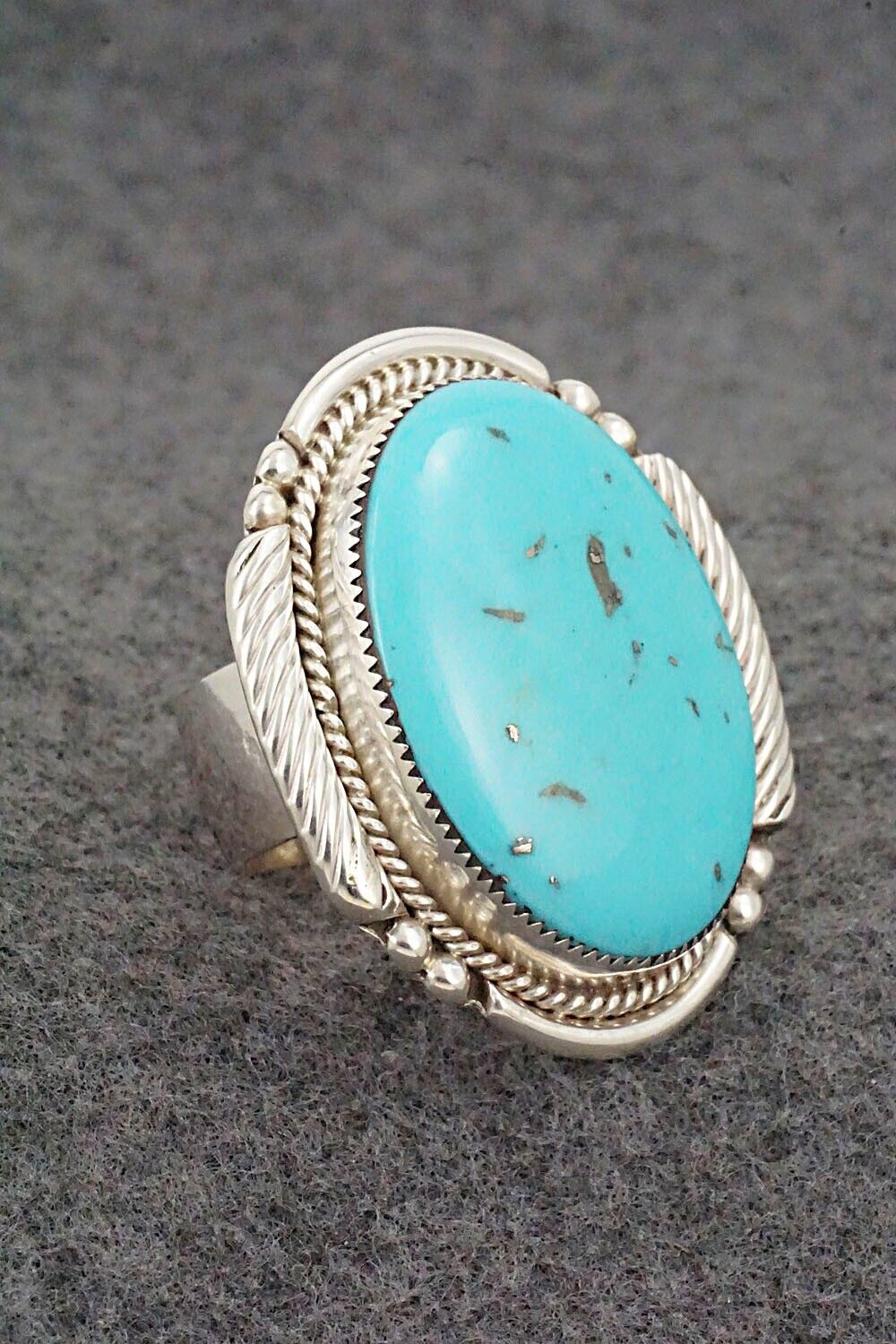 Turquoise & Sterling Silver Ring - Kenny Calavaza - Size 9