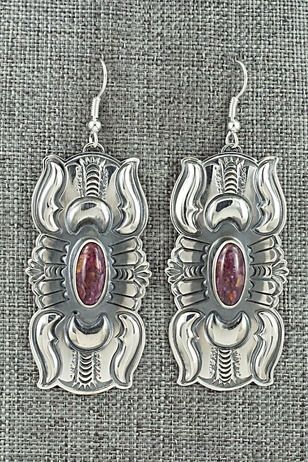 Spiny Oyster & Sterling Silver Earrings - Roland Dixon