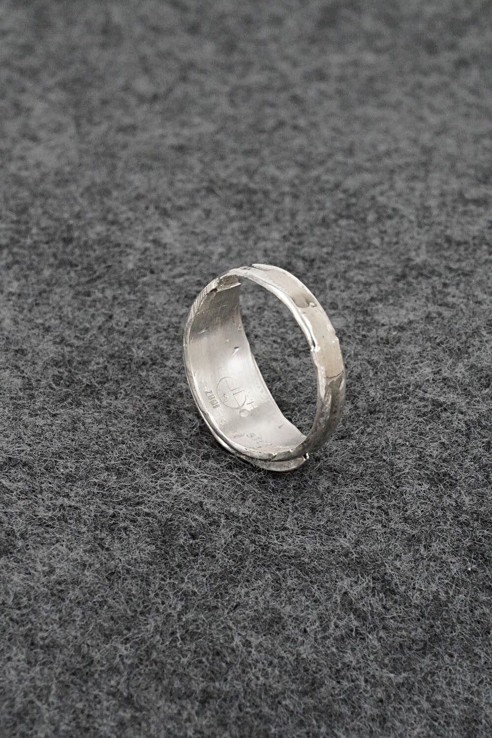 Coral & Sterling Silver Inlay Ring - Ola Eriacho - Size 5.5