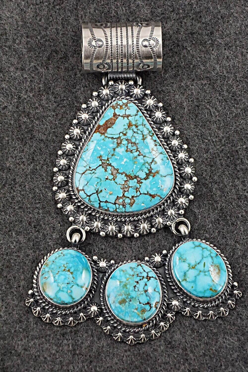 Turquoise & Sterling Silver Pendant Set - Raymond Delgarito