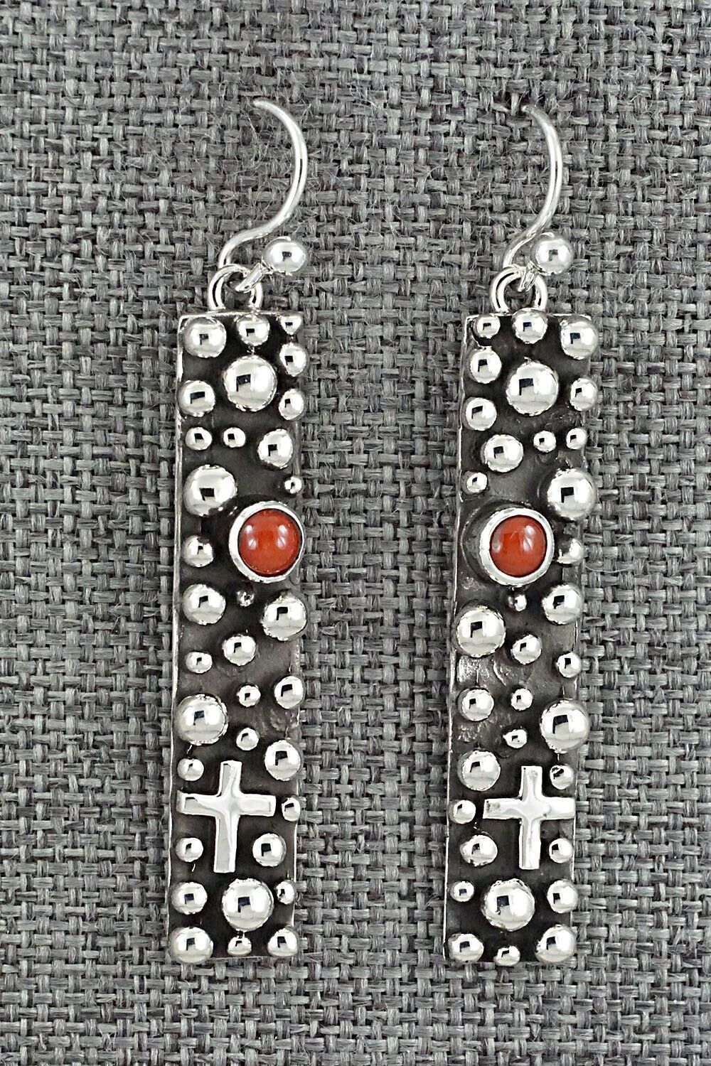 Coral & Sterling Silver Earrings - Akee Douglas