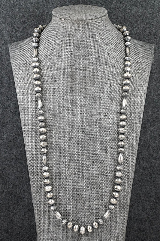 Sterling Silver Navajo Pearl Necklace 26" - Vintage