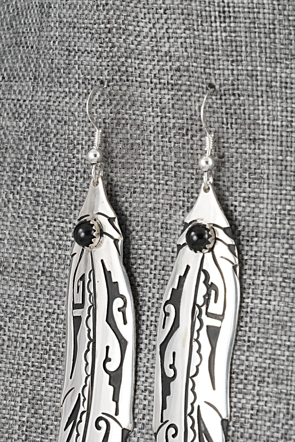 Onyx & Sterling Silver Earrings - Rosita Singer