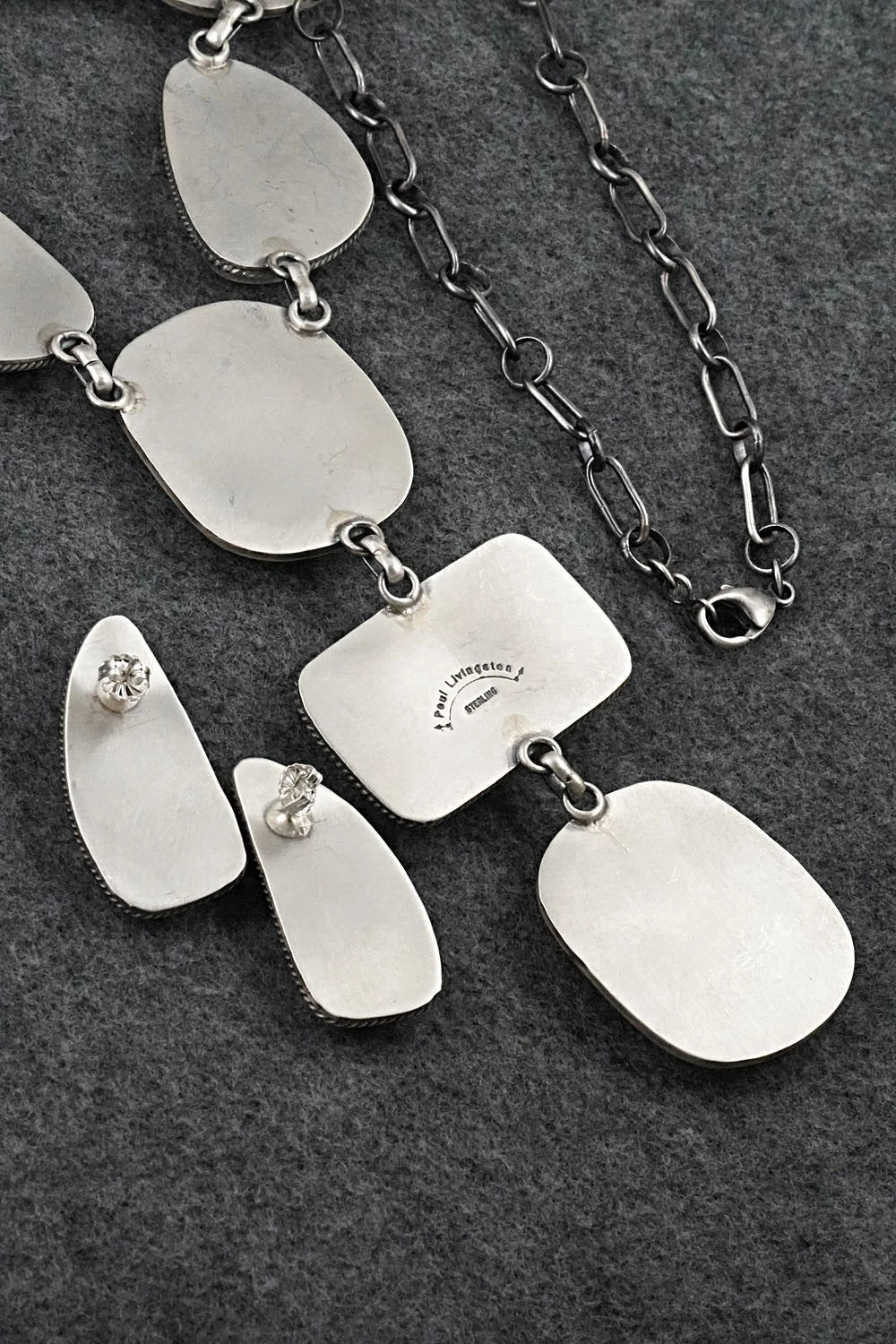 Turquoise & Sterling Silver Necklace and Earrings Set - Paul Livingston