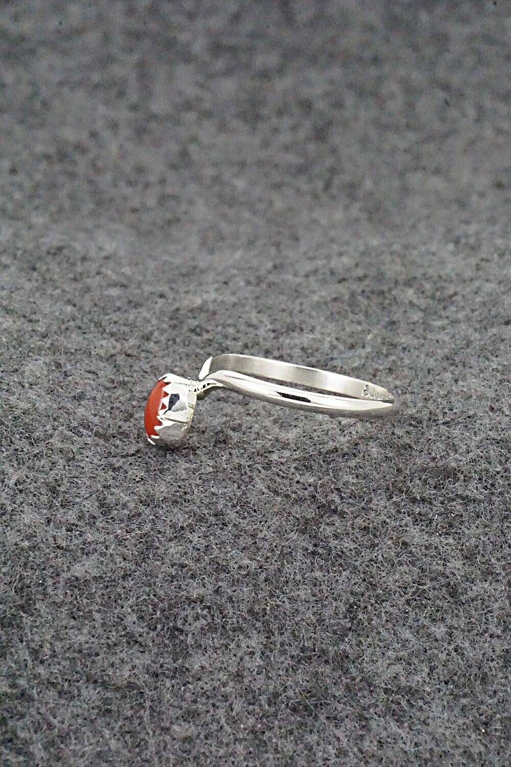 Coral & Sterling Silver Ring - Hiram Largo - Size 9.25
