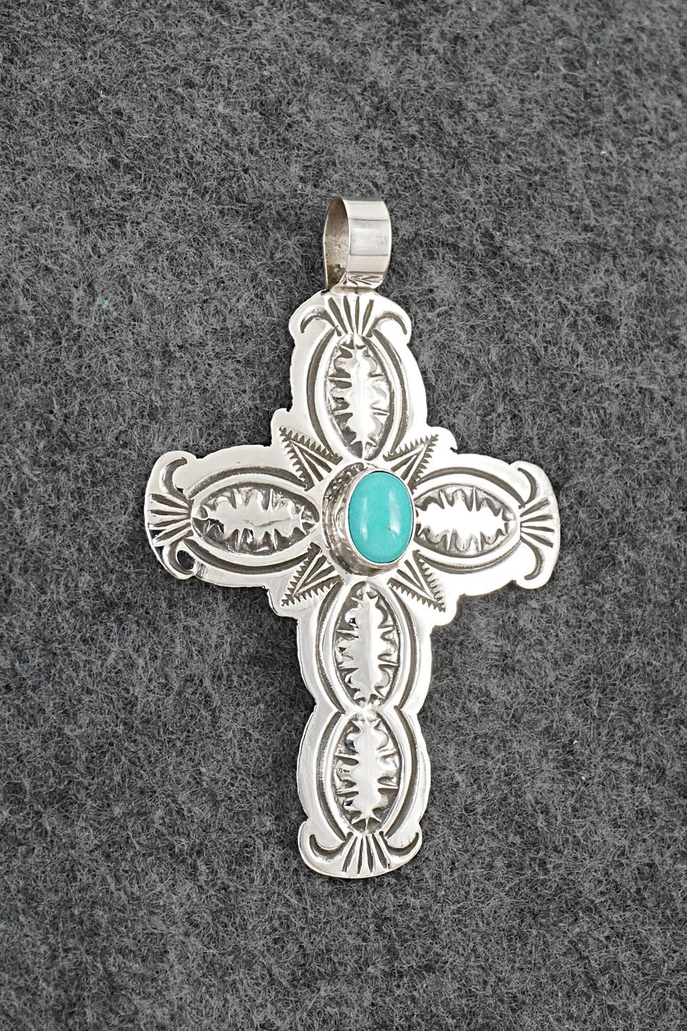 Turquoise & Sterling Silver Pendant - Arnold Blackgoat