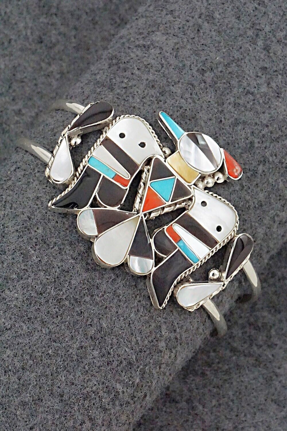 Multi-Stone & Sterling Silver Inlay Bracelet - Bobby Shack
