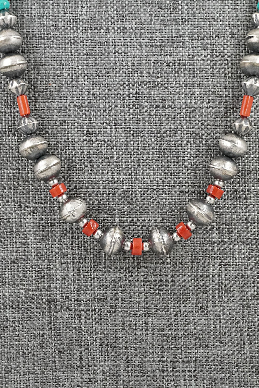 Multi-Stone & Sterling Silver Navajo Pearl Necklace 20" - Vintage