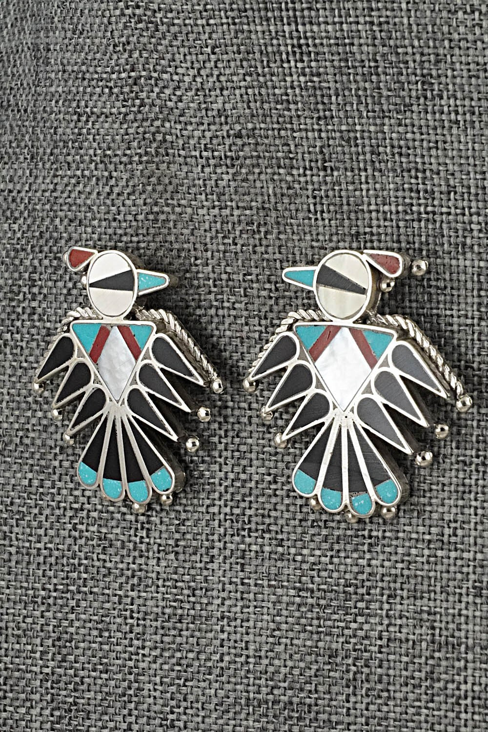 Multi-Stone Inlay & Sterling Silver Earrings - Adrian Wallace