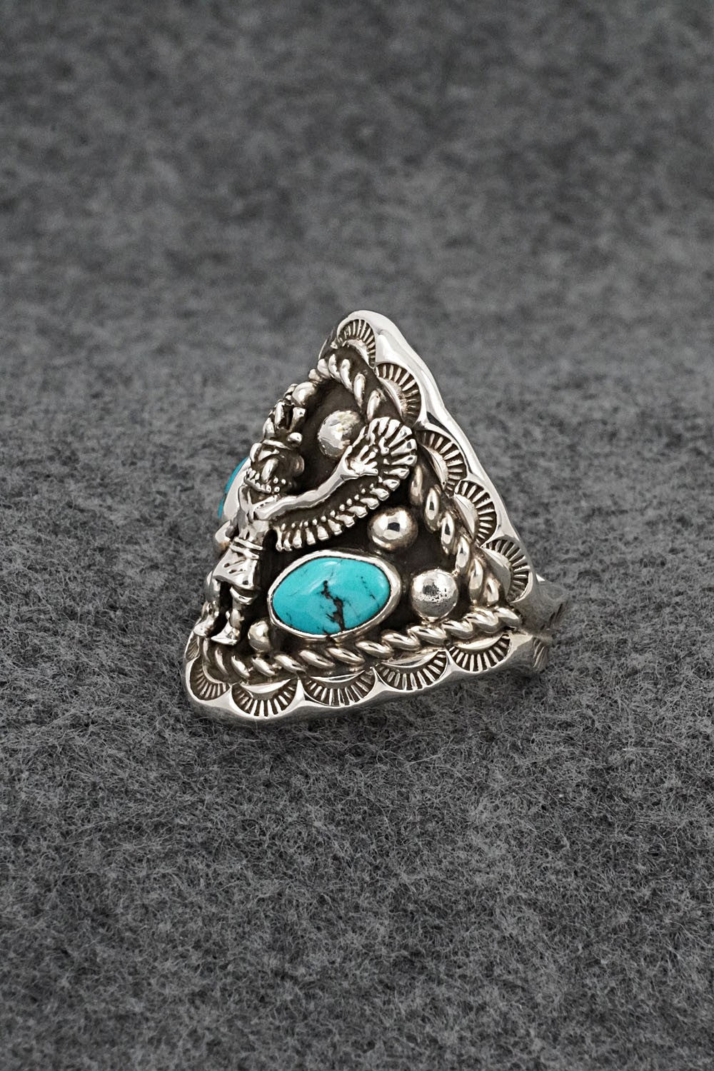 Turquoise & Sterling Silver Ring - Melvin Jones - Size 11.5