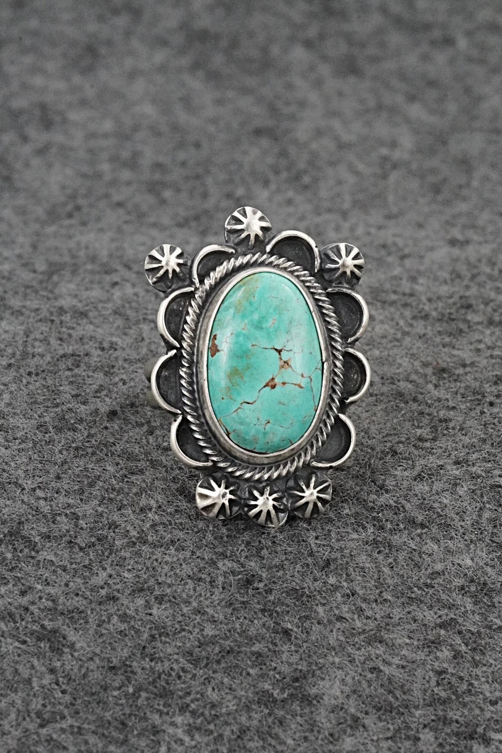 Turquoise & Sterling Silver Ring - Bobby Johnson - Size Adjustable