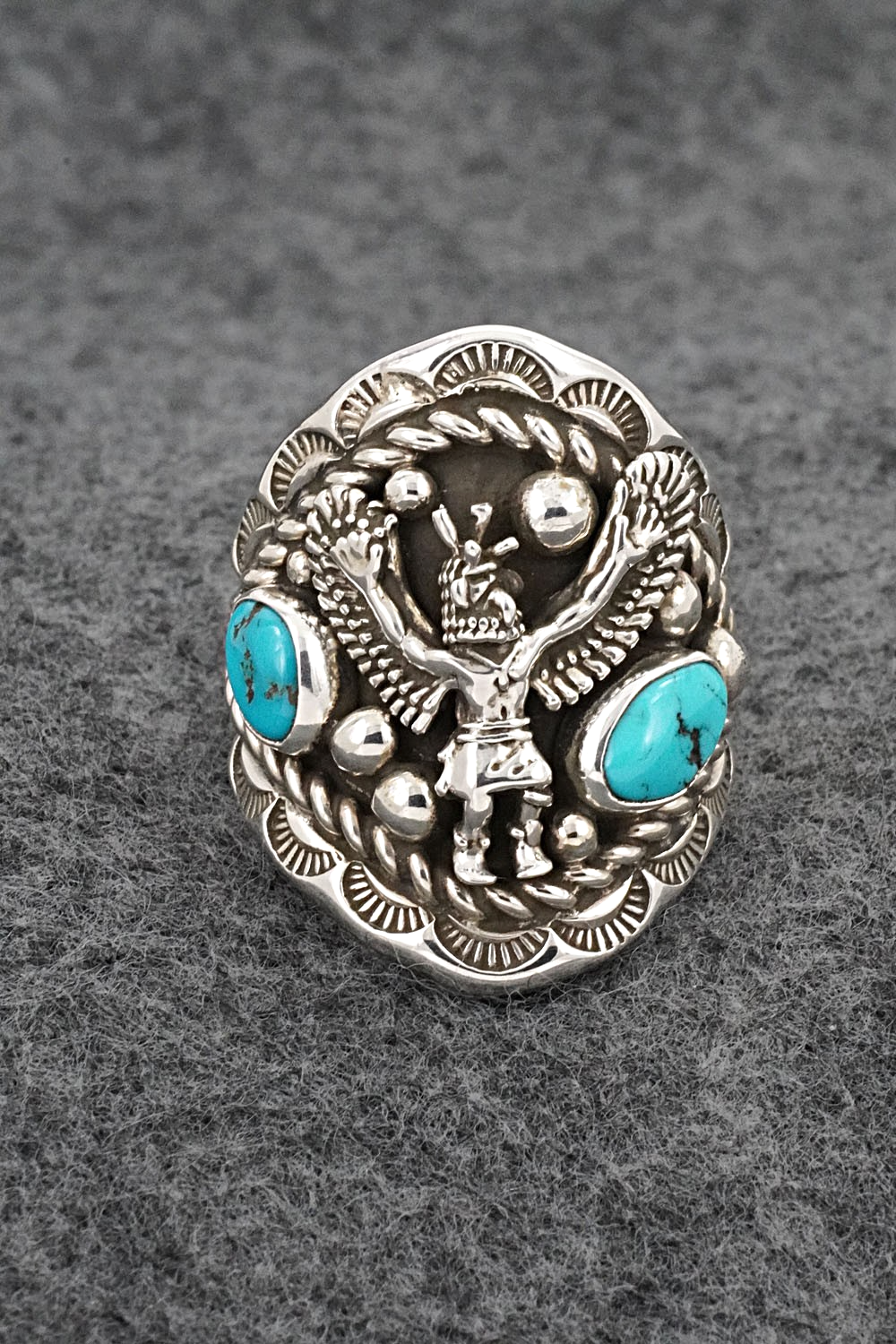 Turquoise & Sterling Silver Ring - Melvin Jones - Size 11.5