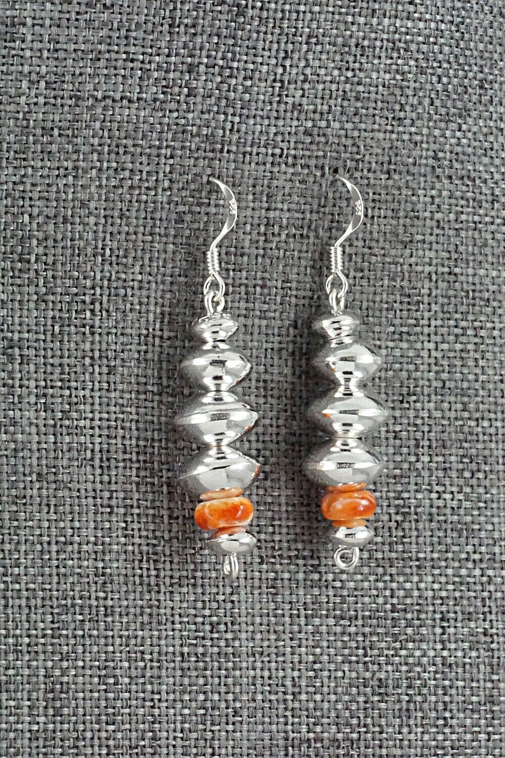 Spiny Oyster & Sterling Silver Navajo Pearl Earrings - Presley Haley