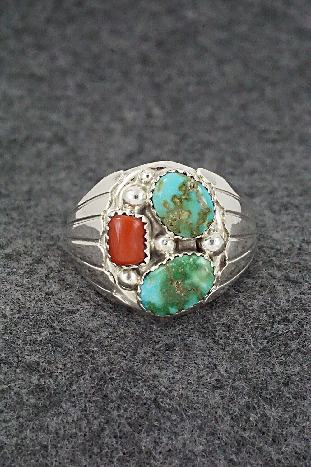 Turquoise/Coral Sterling store Silver Ring