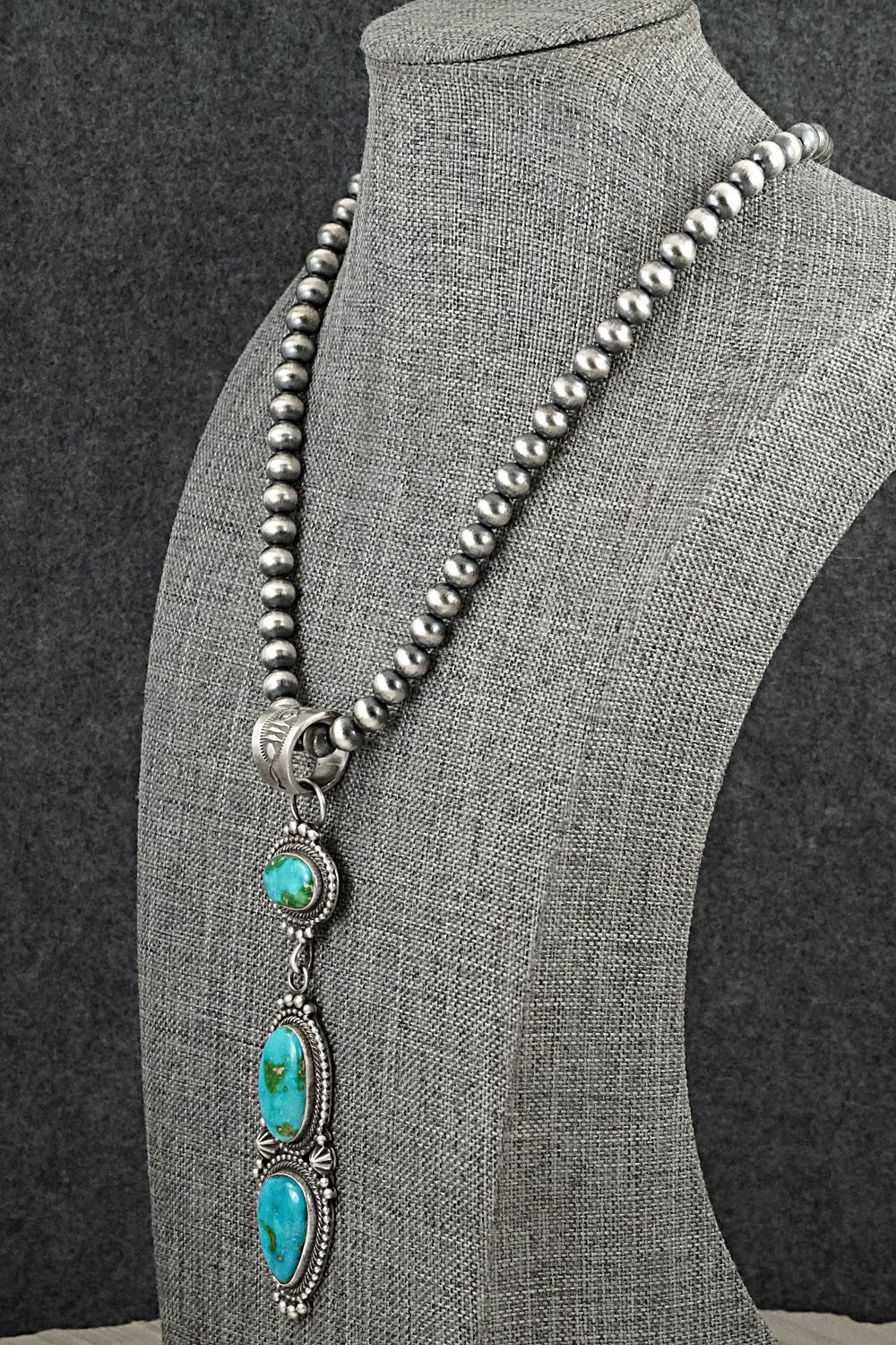Turquoise & Sterling Silver Necklace - Tom Lewis