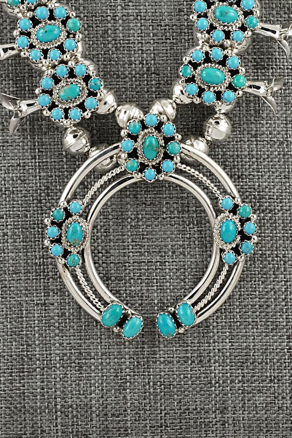 Turquoise & Sterling Silver Squash Blossom Set - Nate Curley