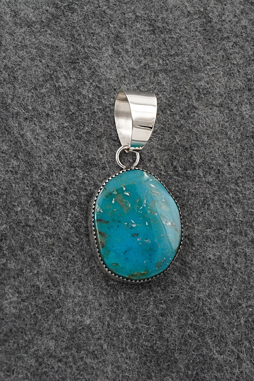 Turquoise and Sterling Silver Pendant - Leslie Nez