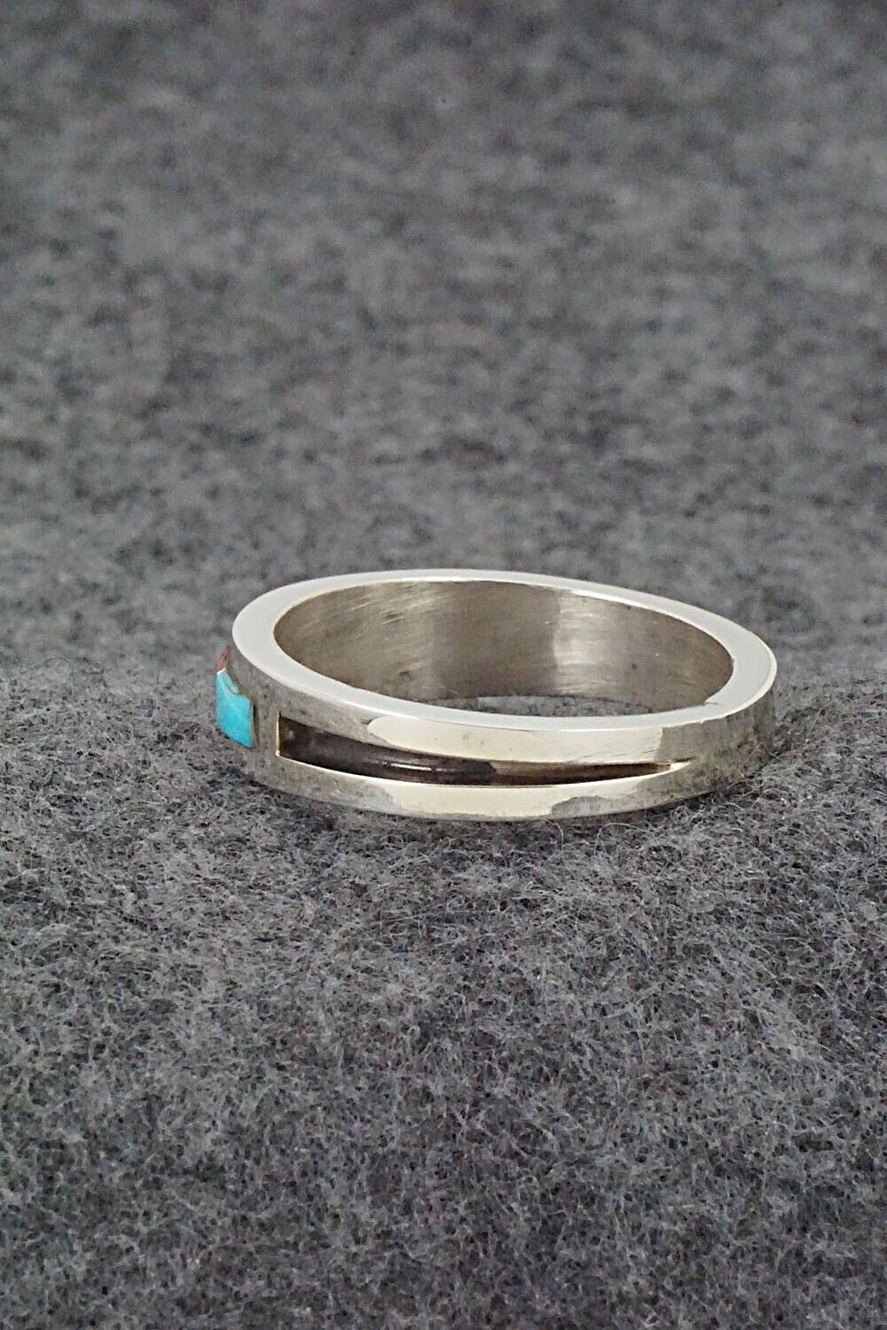 Turquoise, Coral, Onyx & Sterling Silver Ring - Wilbert Muskett Jr. - Size 13