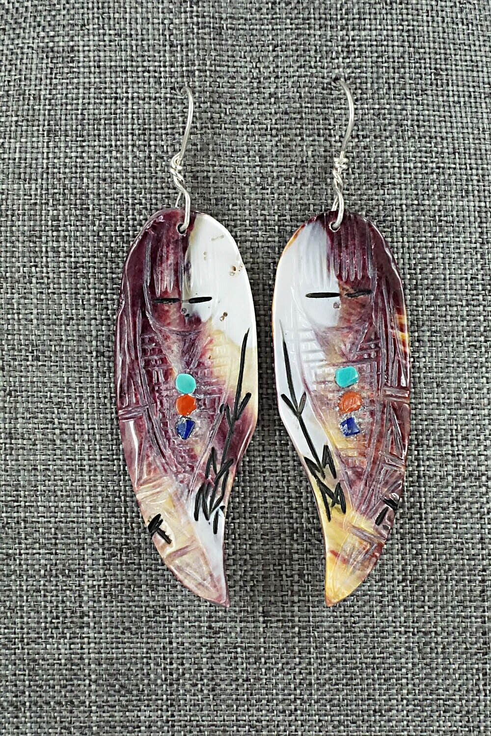 Spiny Oyster & Sterling Silver Earrings - Gloria Chattin