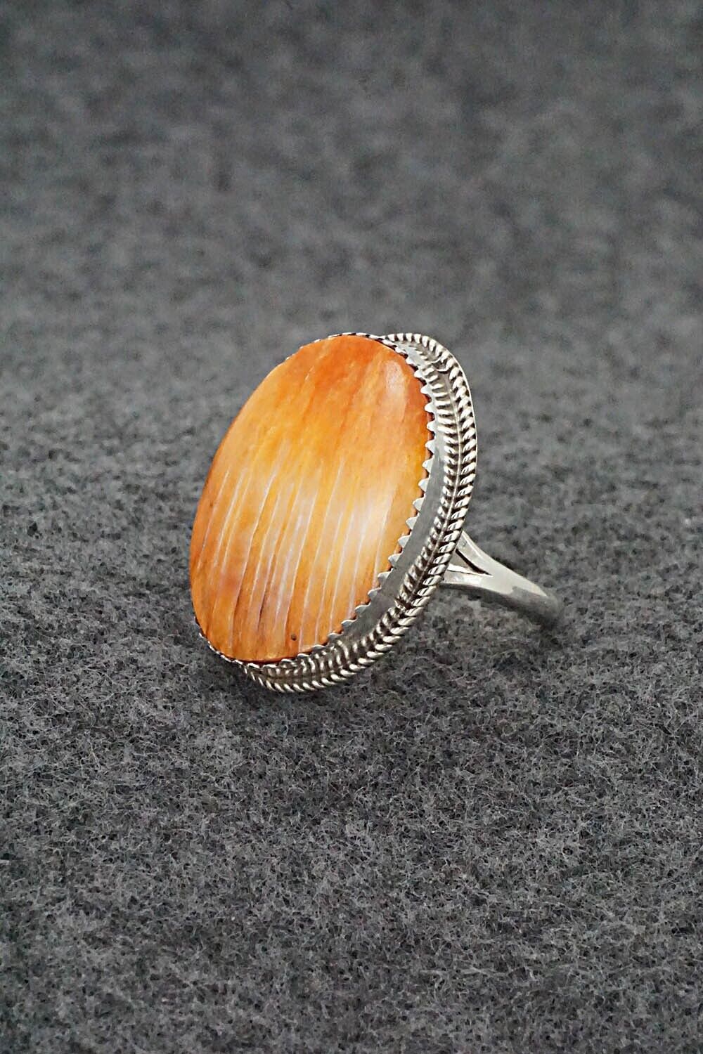 Spiny Oyster & Sterling Silver Ring - Ernest Hawthorne - Size 7.75