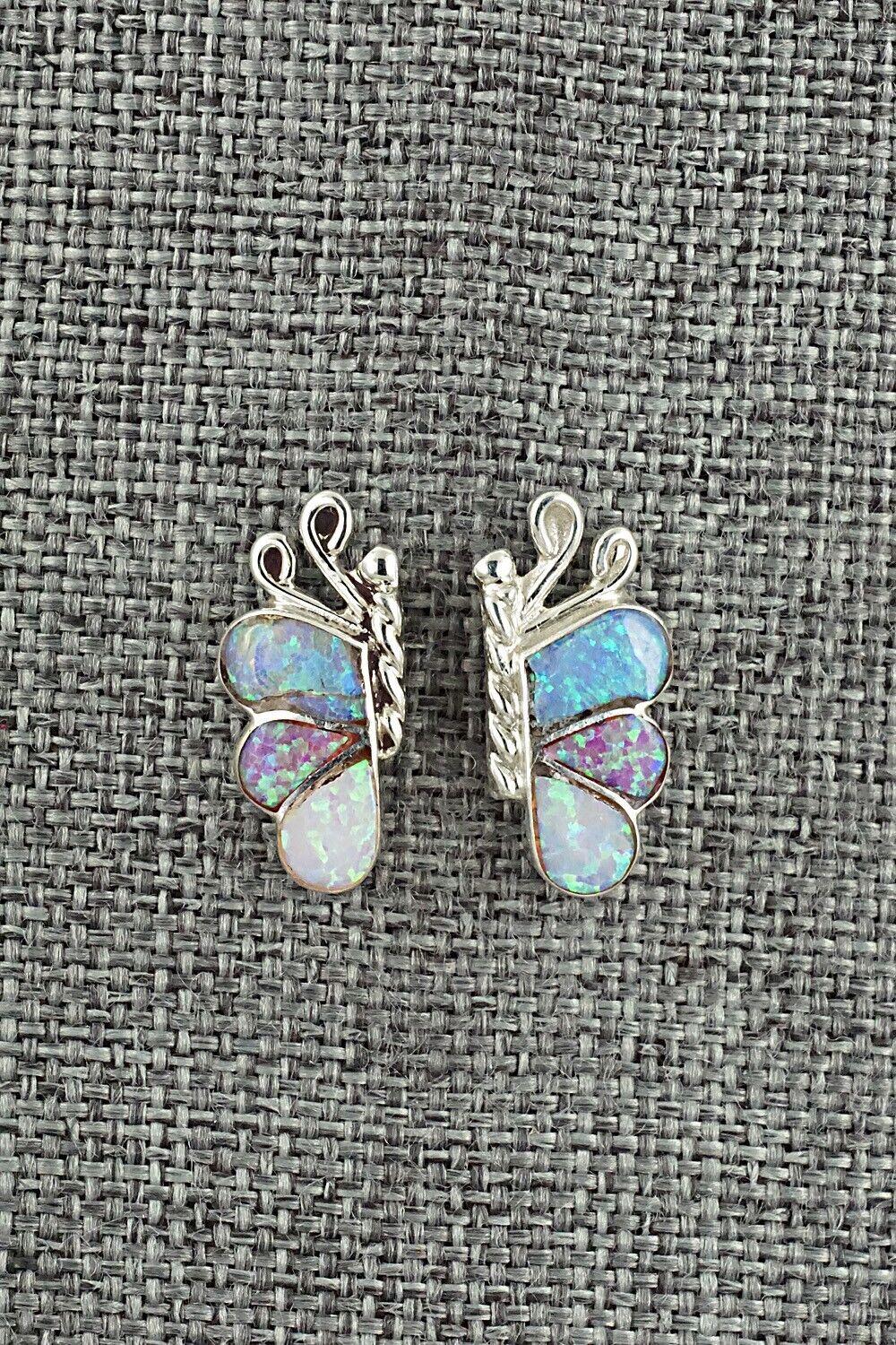 Opalite & Sterling Silver Inlay Earrings - Vincent Hooee