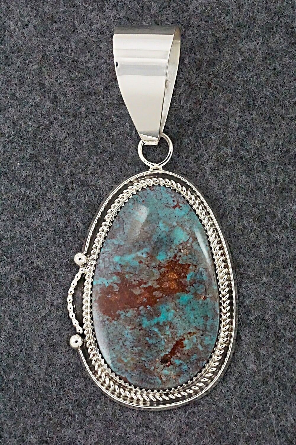 Turquoise and Sterling Silver Pendant - Leslie Nez