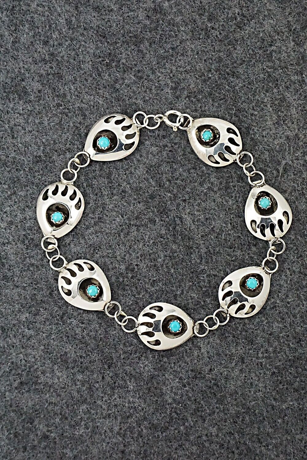 Turquoise & Sterling Silver Link Bracelet - Cynthia John