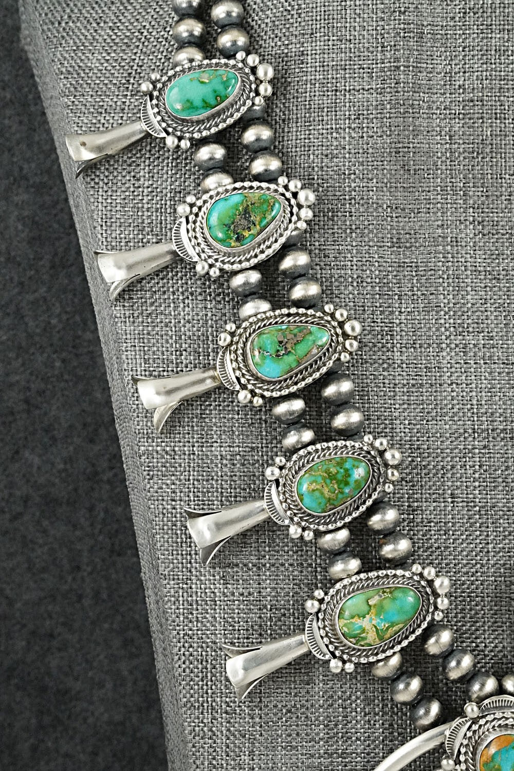 Turquoise & Sterling Silver Squash Blossom Set - Tom Lewis