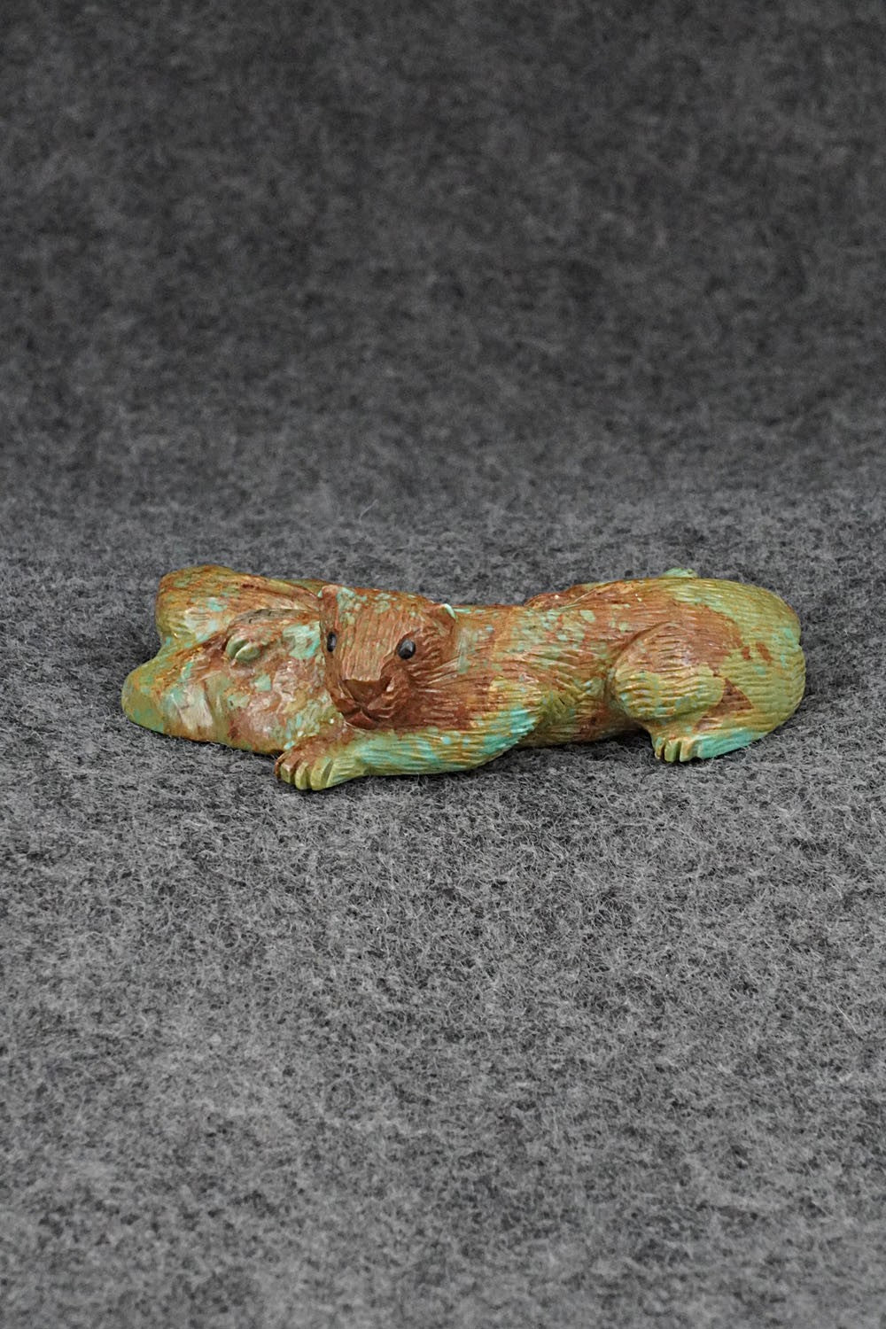 Mountain Lion & Rabbit Zuni Fetish Carving - Lance Cheama