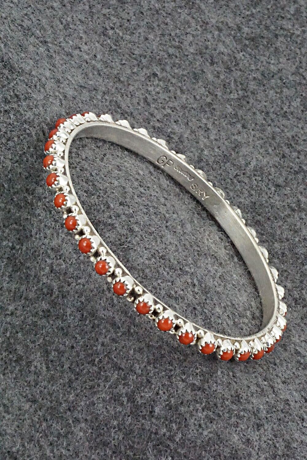 Coral & Sterling Silver Bangle - Gaynell Parker