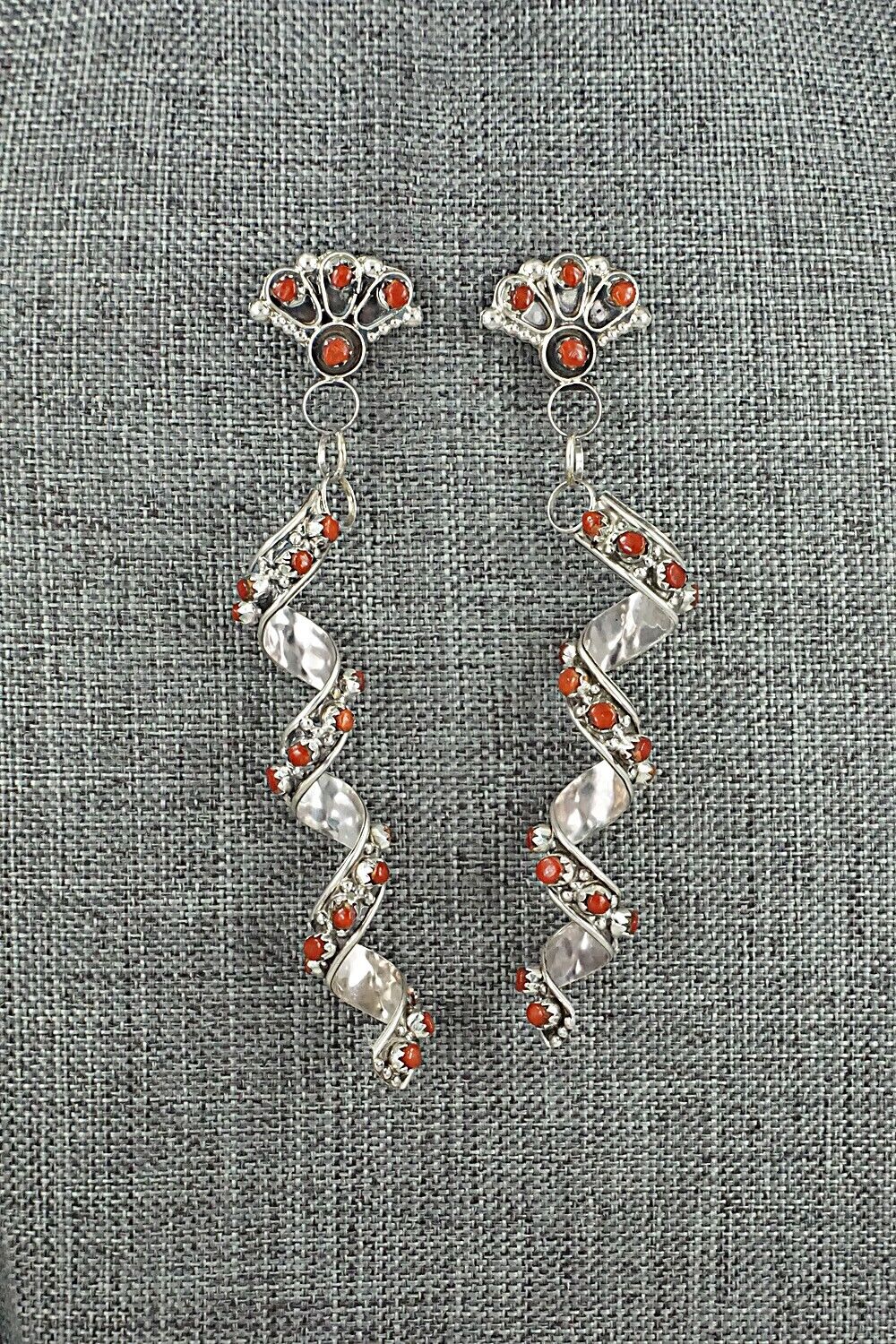 Coral & Sterling Silver Earrings - Joanne Cheama