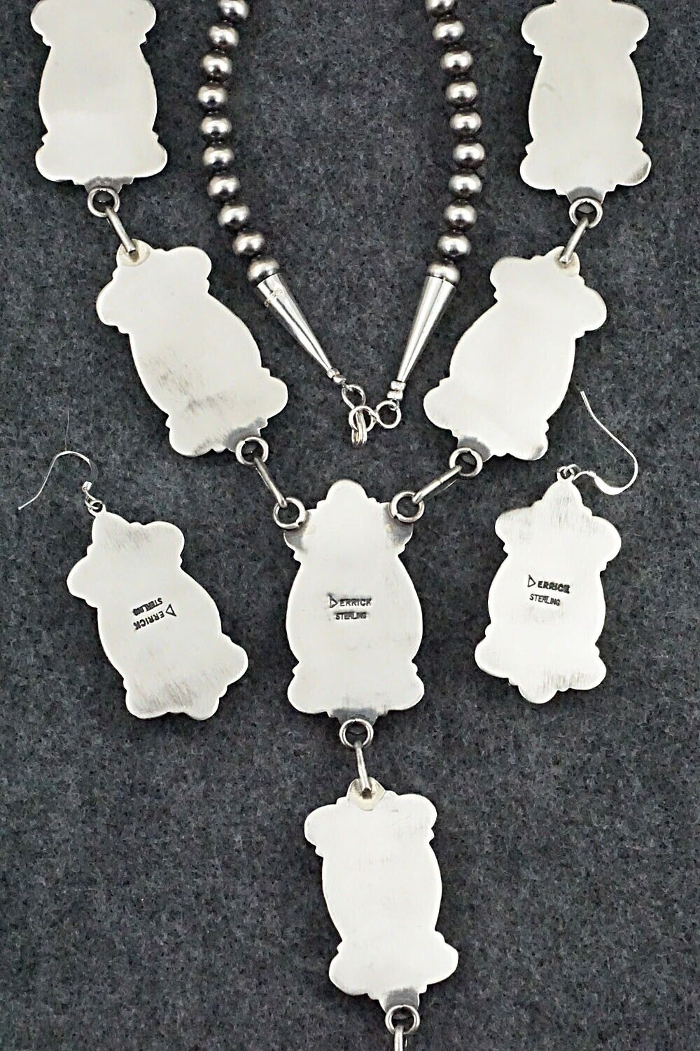 Turquoise & Sterling Silver Necklace and Earrings Set - Derrick Gordon