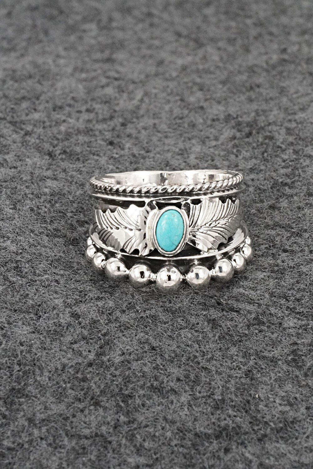 Turquoise & Sterling Silver Ring - Tom Lewis - Size 8
