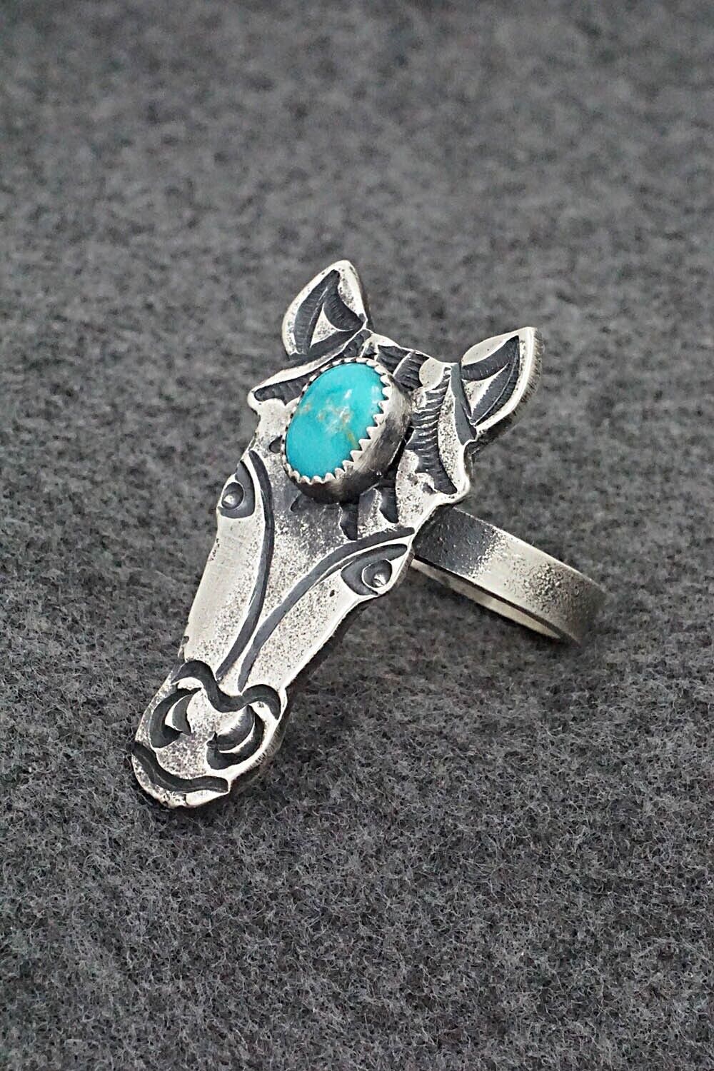 Turquoise & Sterling Silver Ring - Kindale Bilah - Size 10.5 (Adj.)