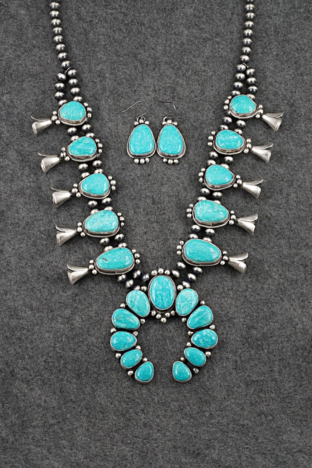 Turquoise & Sterling Silver Squash Blossom Set - Bobby Johnson