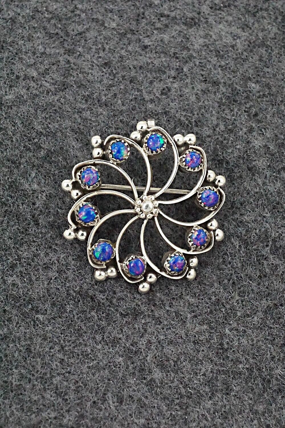 Opalite & Sterling Silver Pendant/Pin - Estella Laate