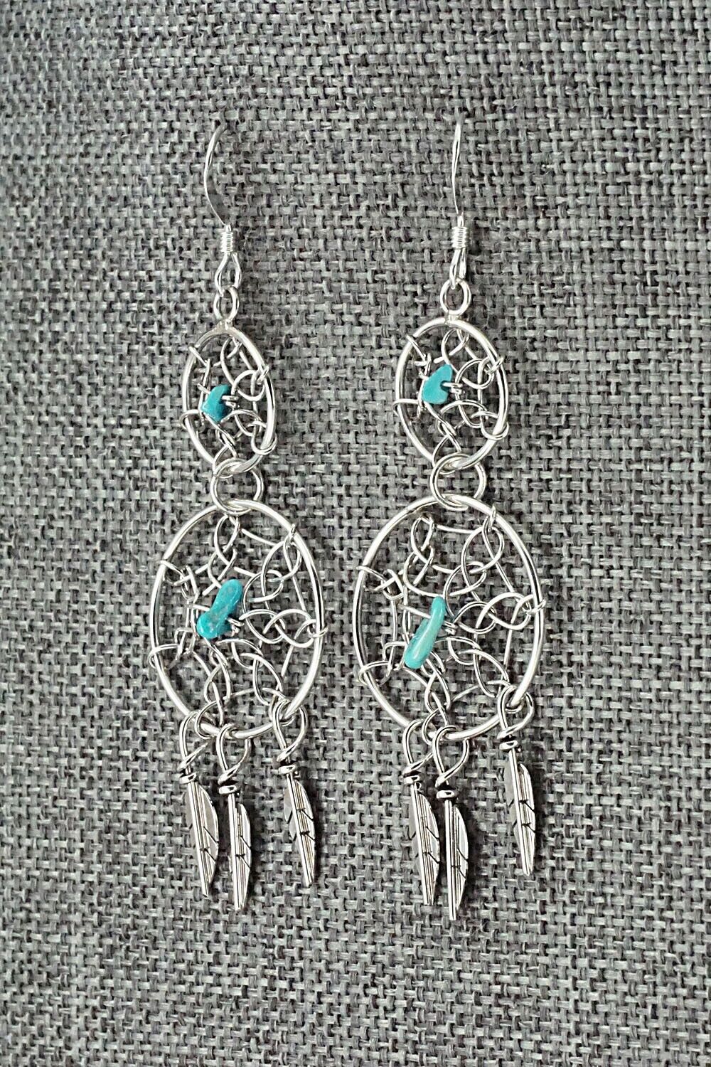 Turquoise & Sterling Silver Earrings - Lorenzo Arviso Jr.