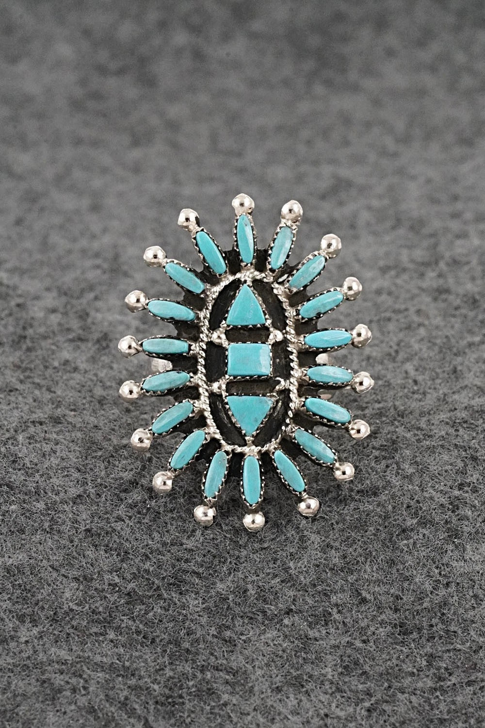 Turquoise & Sterling Silver Ring - Evonne Hustito - Size 9.5