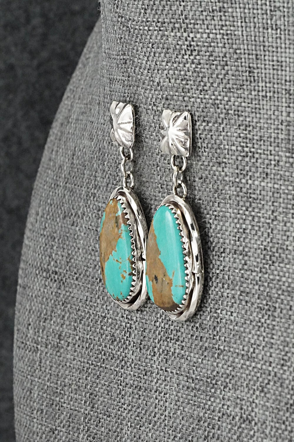 Turquoise & Sterling Silver Earrings - Ernest Hawthorne