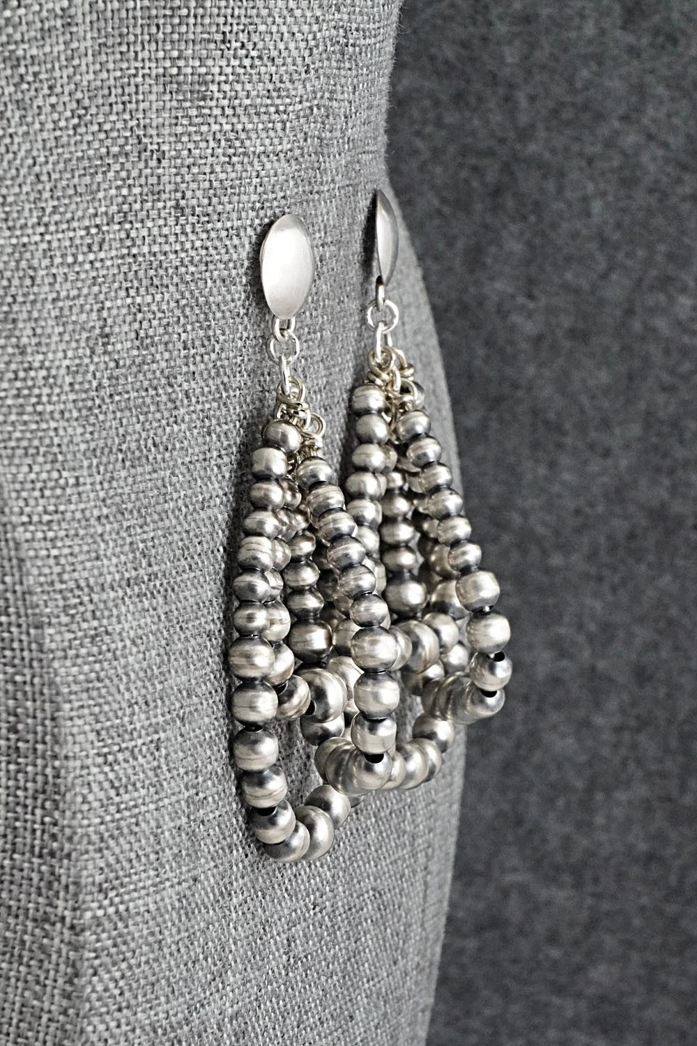 Sterling Silver Navajo Pearl Earrings - Dorinda Mariano