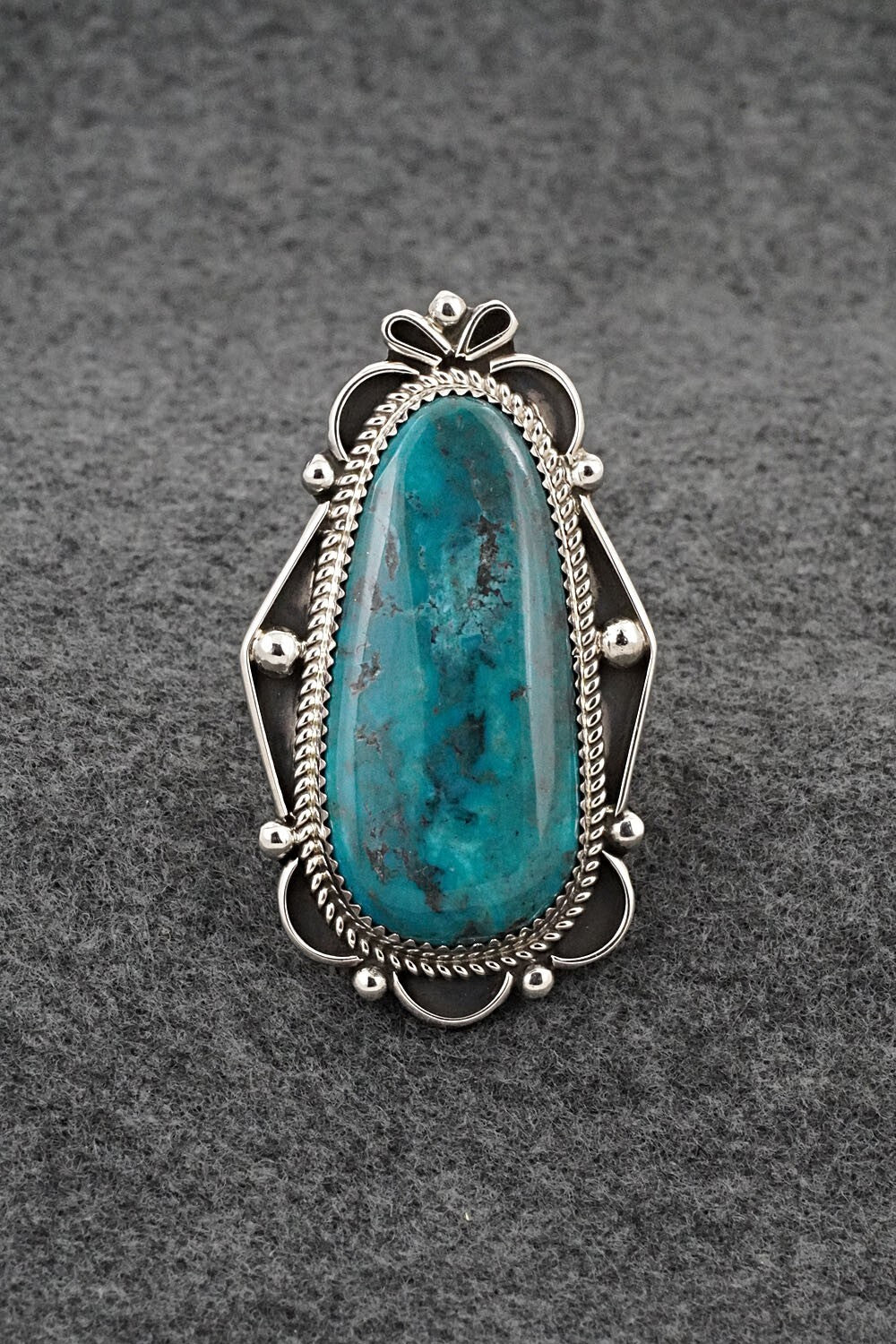 Turquoise & Sterling Silver Ring - Leslie Nez - Size 10.5