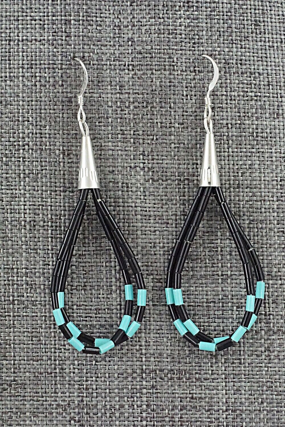 Jet, Turquoise & Sterling Silver Earrings - Ramona Bird