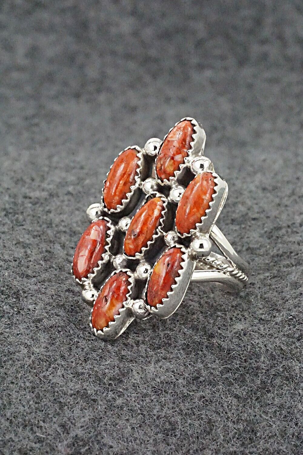 Spiny Oyster & Sterling Silver Ring - Roberta Begay - Size 8