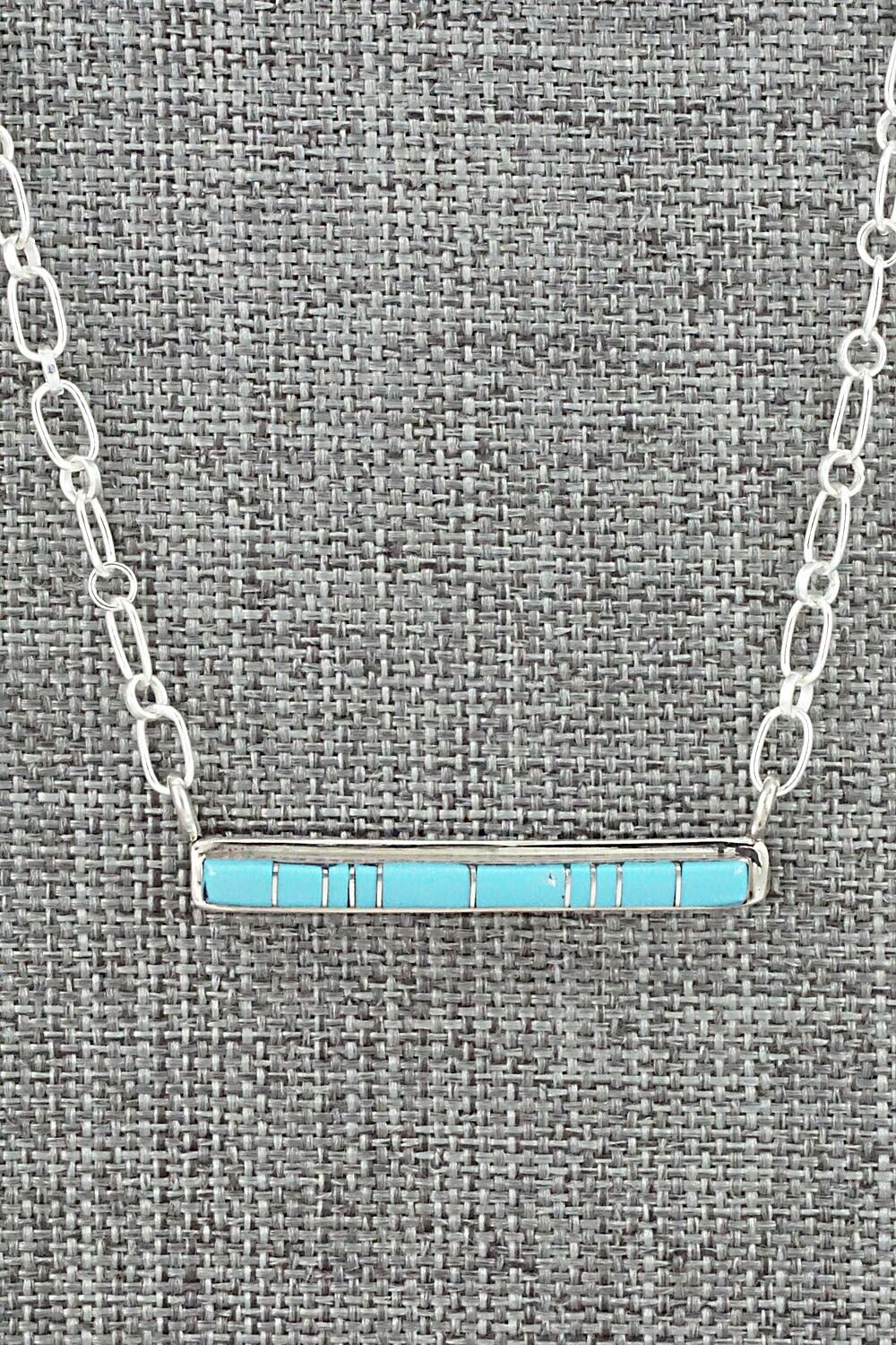 Turquoise & Sterling Silver Necklace - Roland Natachu