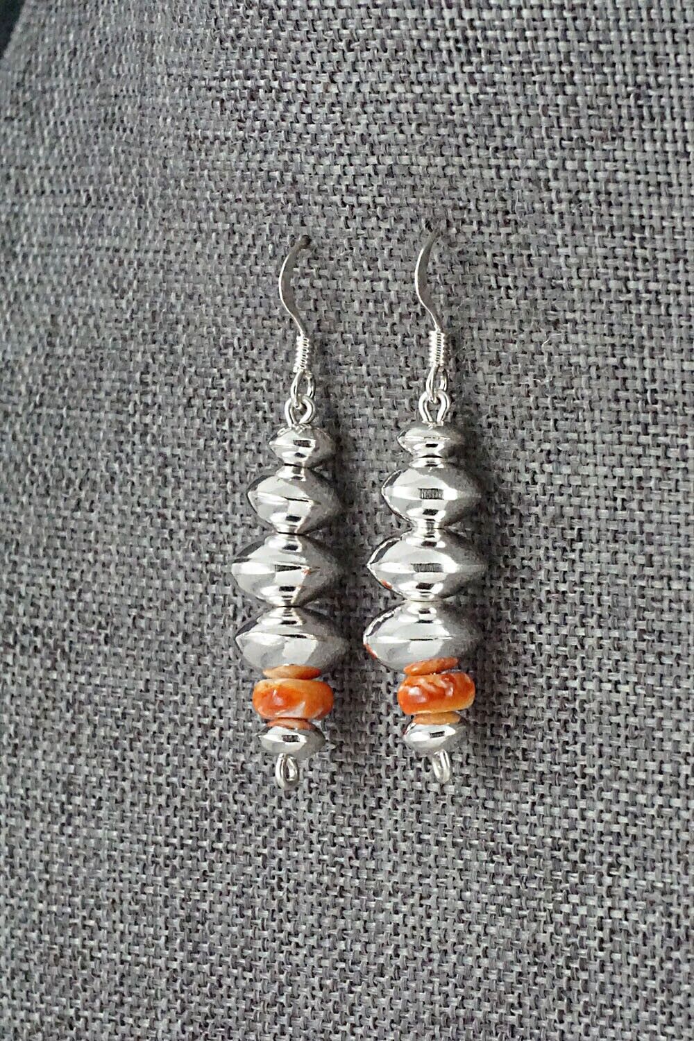 Spiny Oyster & Sterling Silver Navajo Pearl Earrings - Presley Haley