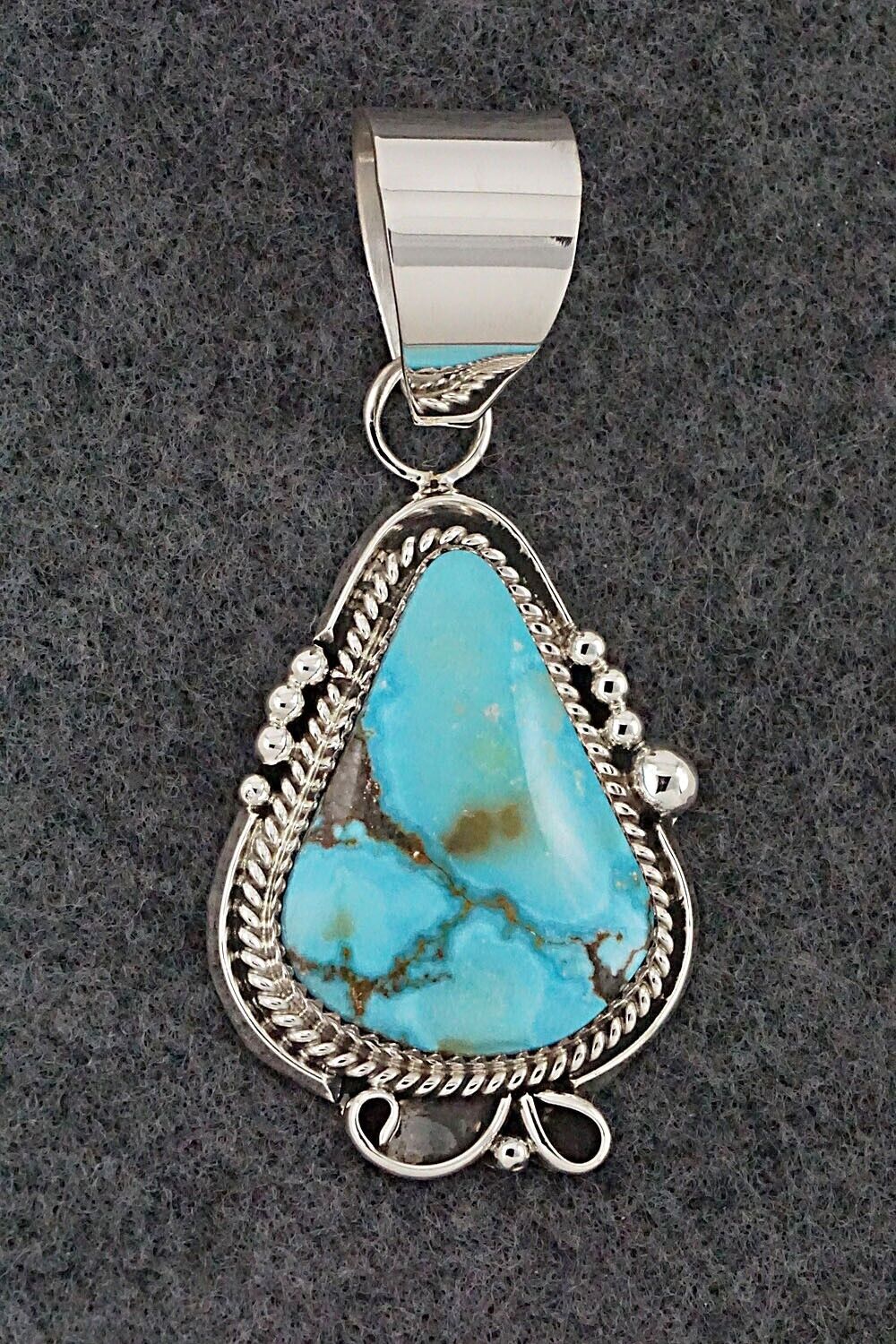Turquoise and Sterling Silver Pendant - Leslie Nez
