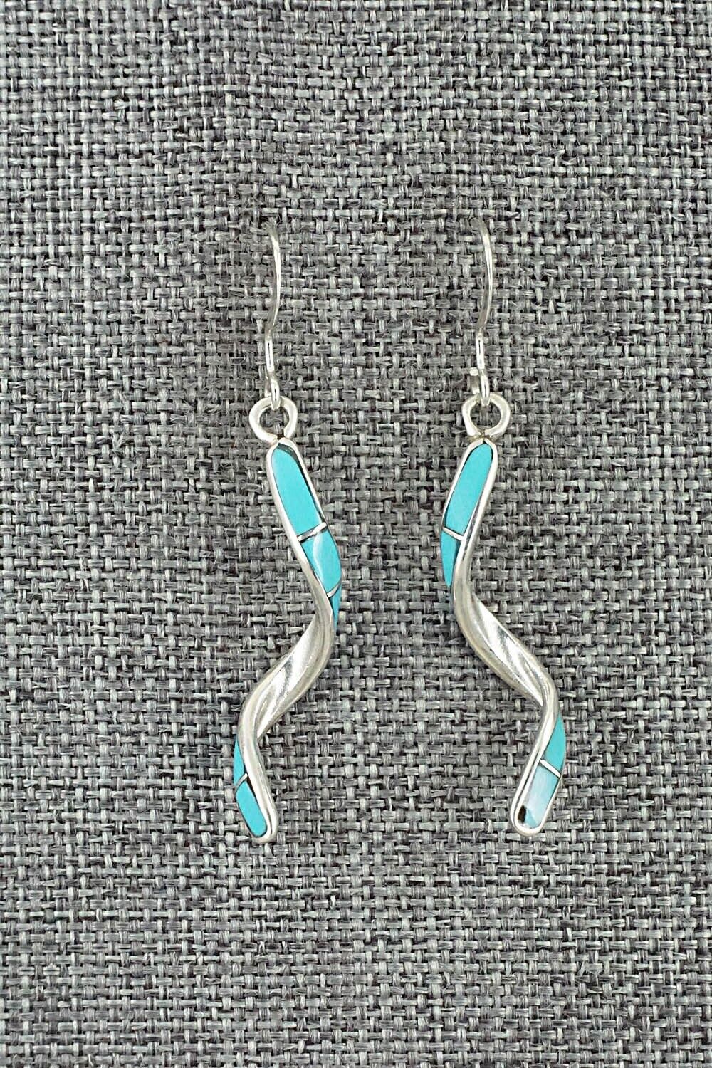 Turquoise & Sterling Silver Inlay Earrings - Ira Johnson
