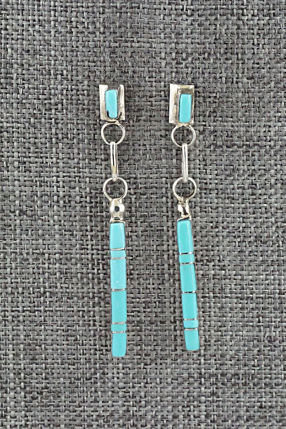 Turquoise & Sterling Silver Earrings - Roland Natachu